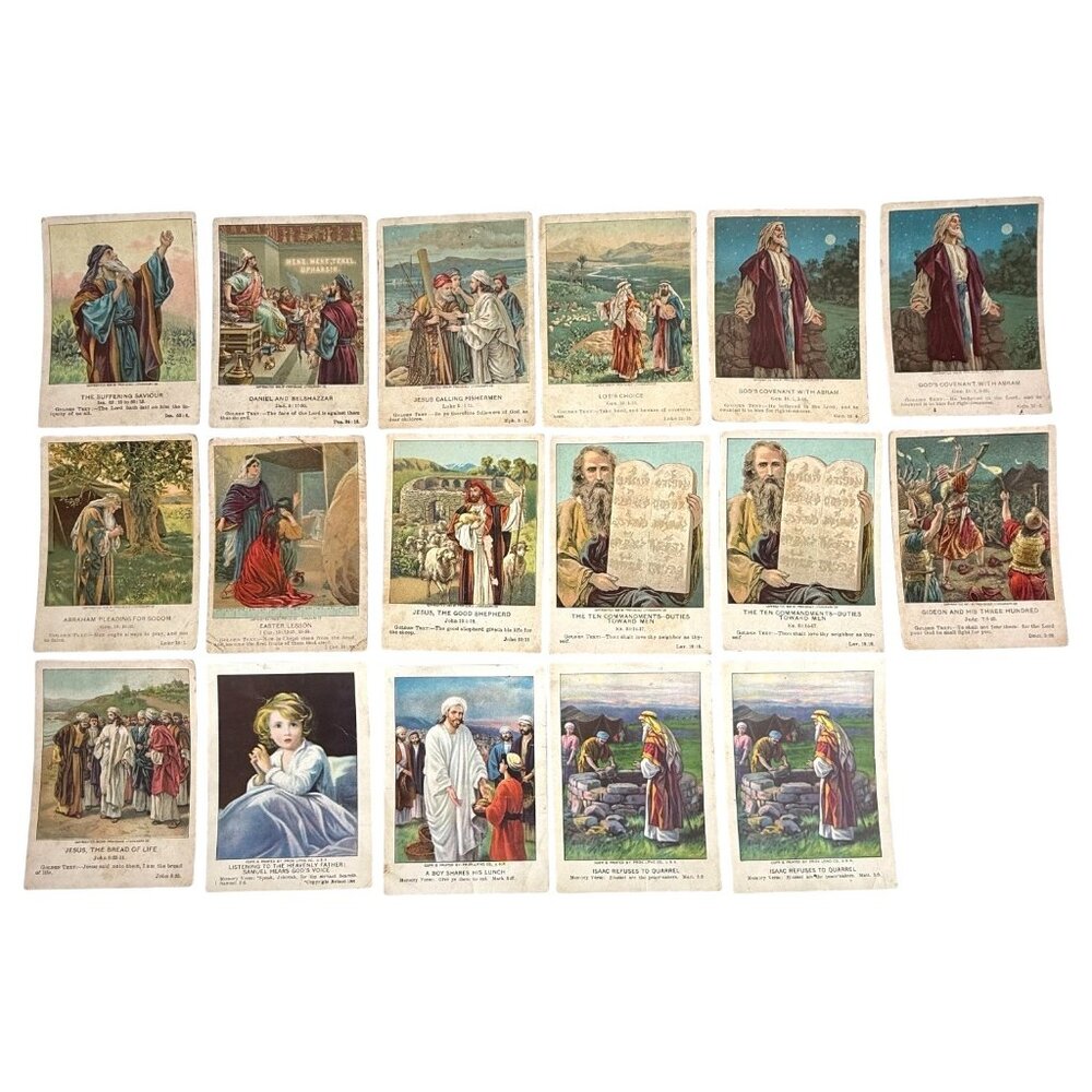 18 Antique 1905-1908 1924 Bible Pictures for Our Little Ones United Brethren Pub